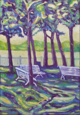 Ready benches — Oil · Canvas — 52×35